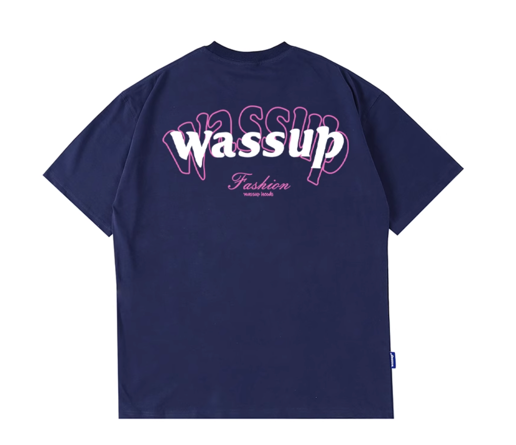 Wassup fashionable brand american letterloose short-sleeved t-shirt men