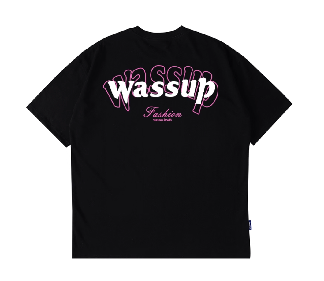 Wassup fashionable brand american letterloose short-sleeved t-shirt men
