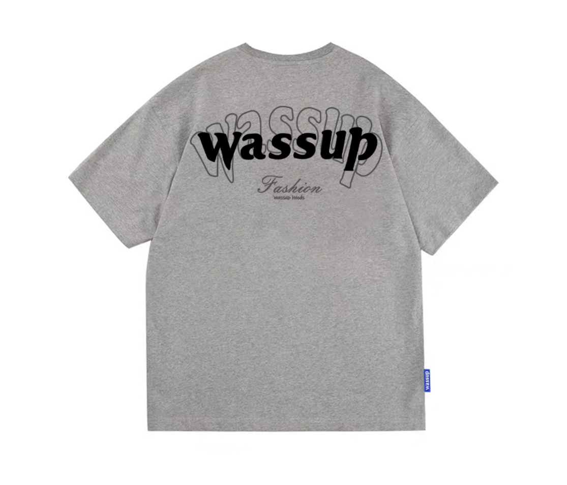 Wassup fashionable brand american letterloose short-sleeved t-shirt men