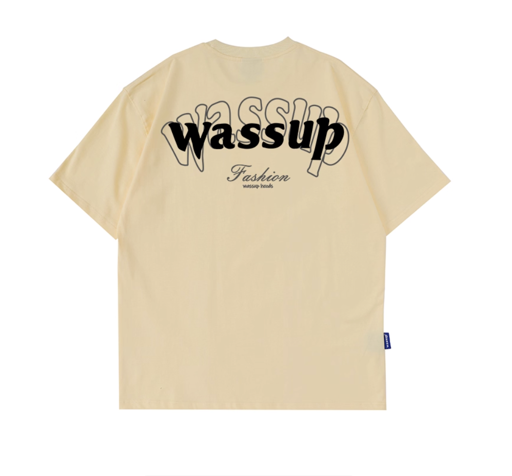 Wassup fashionable brand american letterloose short-sleeved t-shirt men