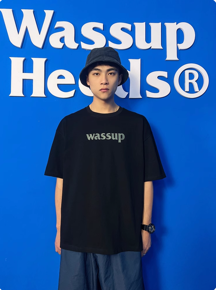 Wassupletter short-sleeved t-shirt men's fashionable
