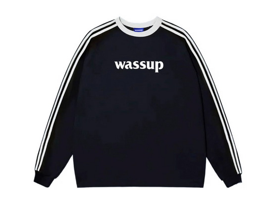 Wassup fashionable brand three stripes letter long sleeves sweat shirt men
