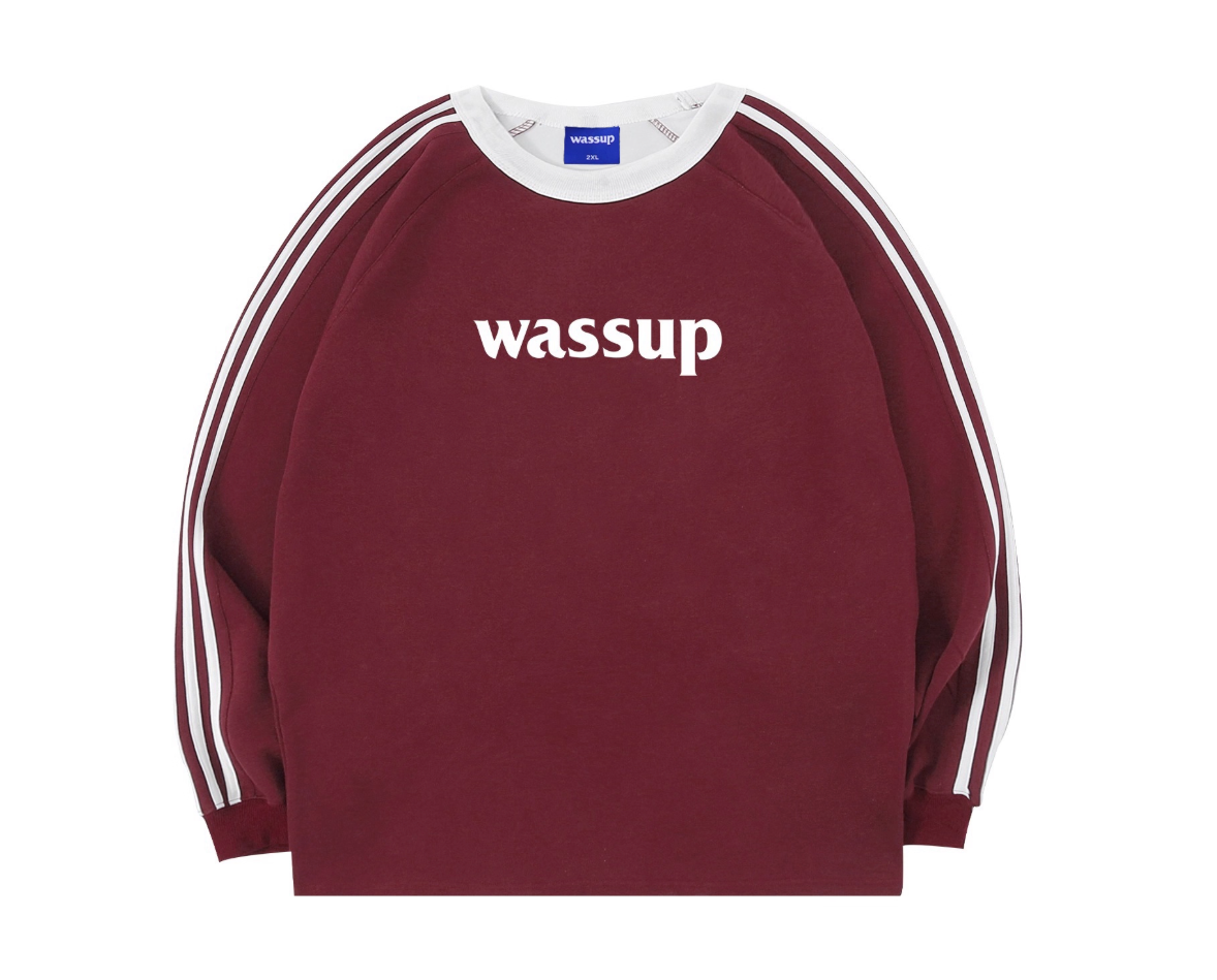 Wassup fashionable brand three stripes letter long sleeves sweat shirt men