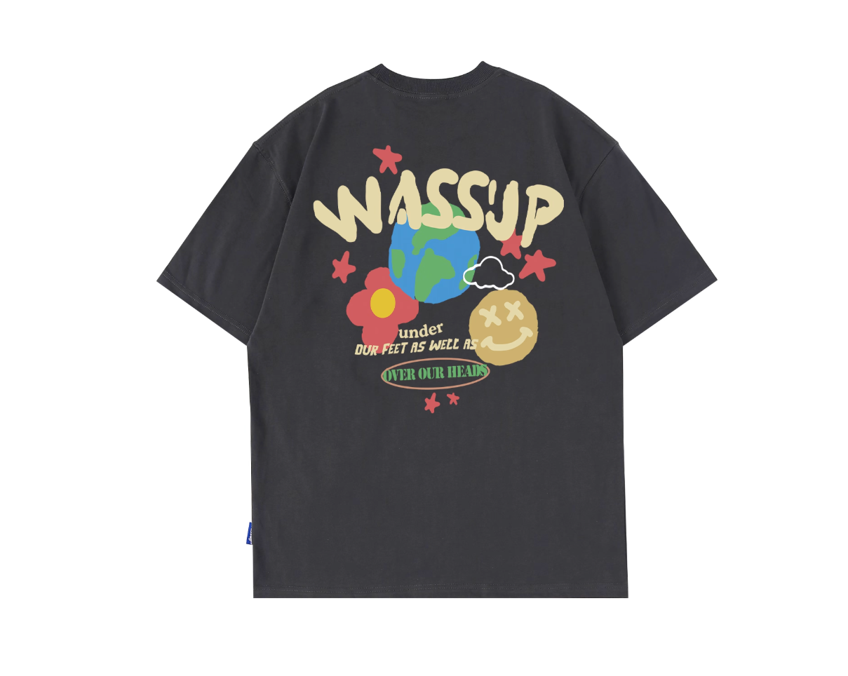 Wassup graffiti design planet short sleeve men summer