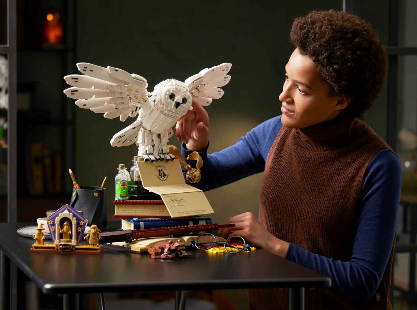 76391 1:1 lego toy harry potter hedwig owl 3010 pieces