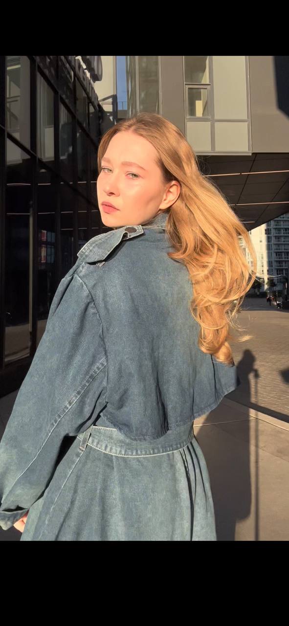 Denim Oversized Trench Coat – Korean Style 2025 New Arrival 💙