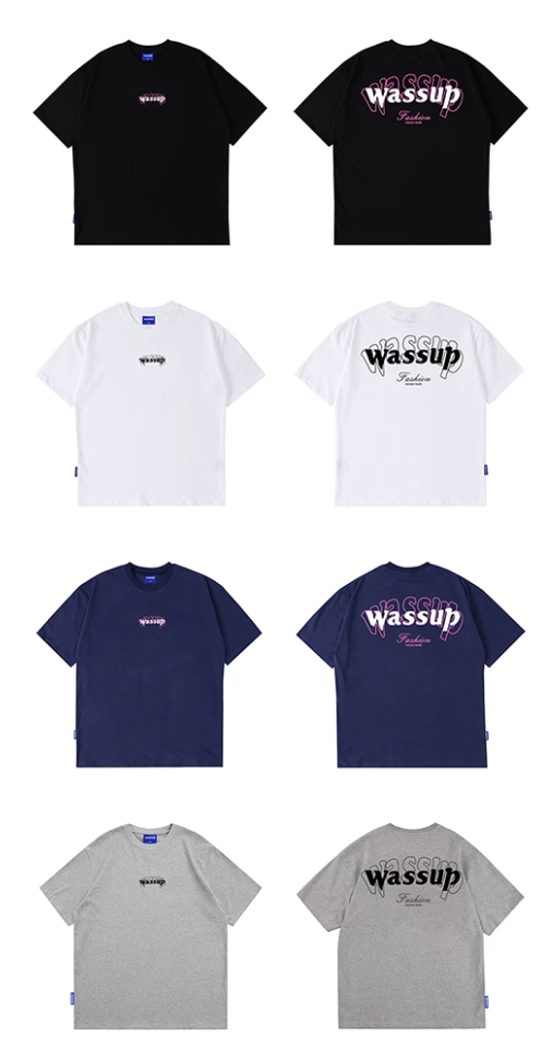 Wassup fashionable brand american letterloose short-sleeved t-shirt men
