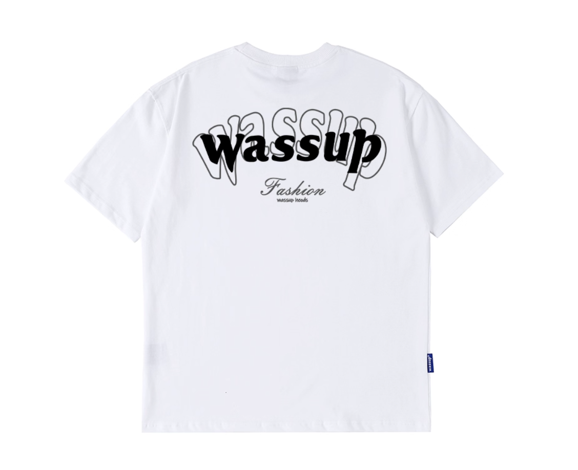 Wassup fashionable brand american letterloose short-sleeved t-shirt men