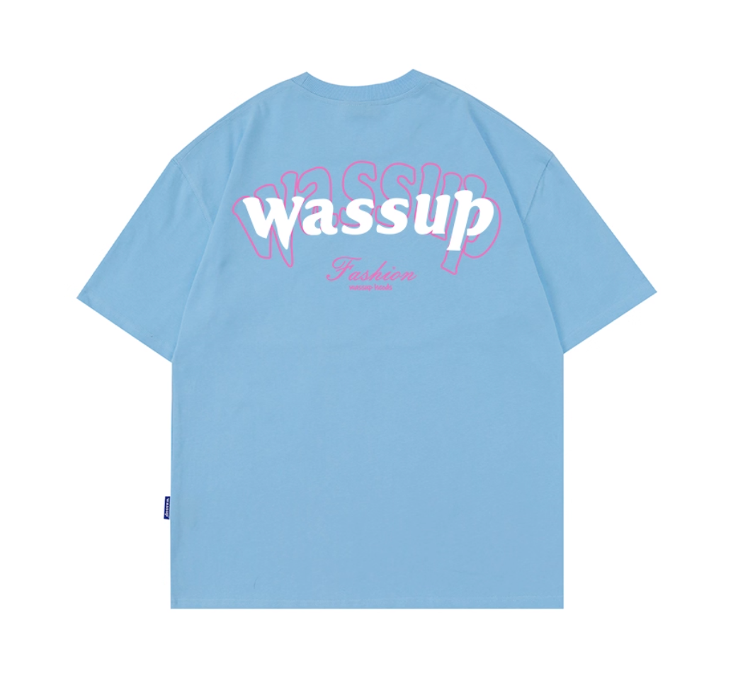 Wassup fashionable brand american letterloose short-sleeved t-shirt men