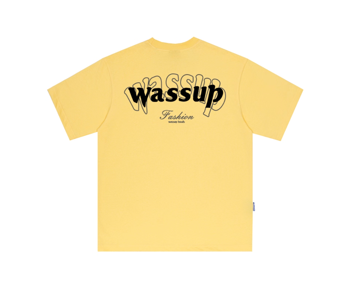 Wassup fashionable brand american letterloose short-sleeved t-shirt men