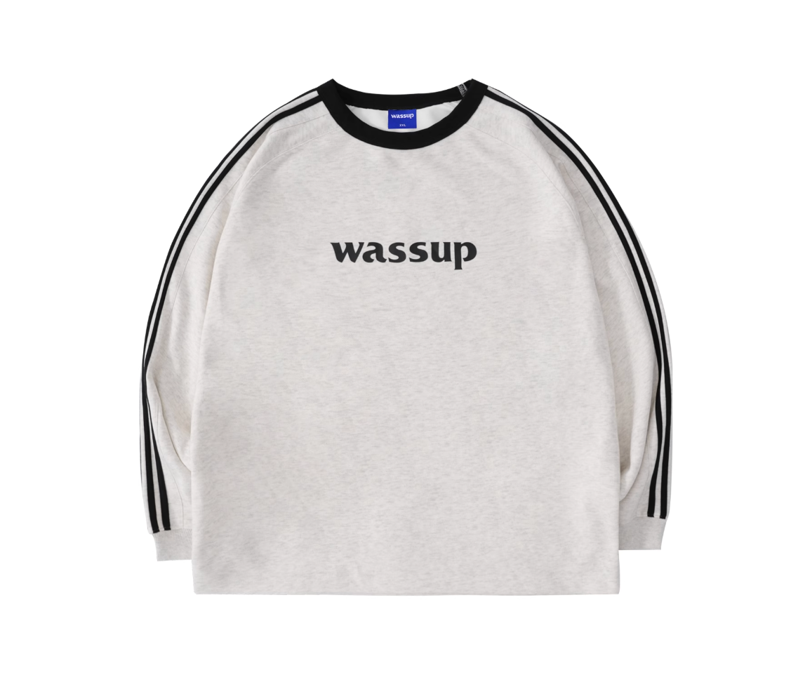 Wassup fashionable brand three stripes letter long sleeves sweat shirt men