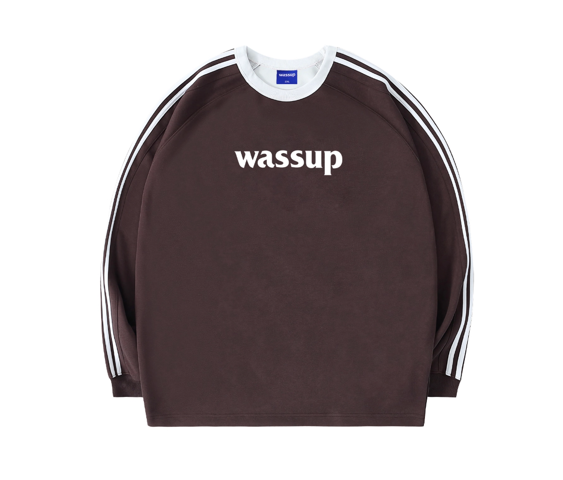 Wassup fashionable brand three stripes letter long sleeves sweat shirt men