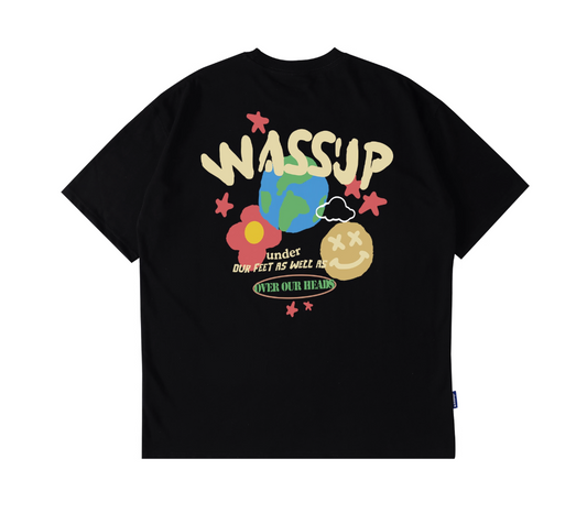 Wassup graffiti design planet short sleeve men summer