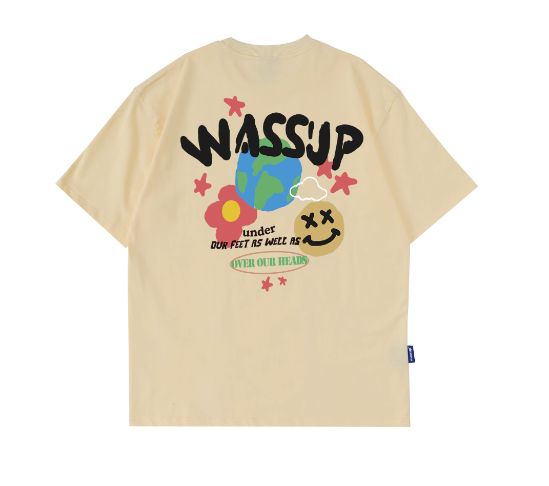 Wassup graffiti design planet short sleeve men summer