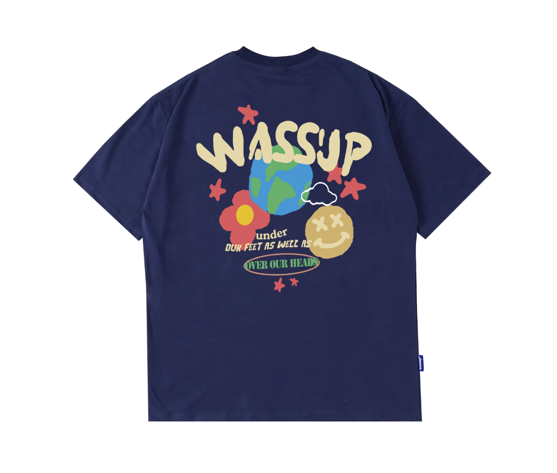 Wassup graffiti design planet short sleeve men summer