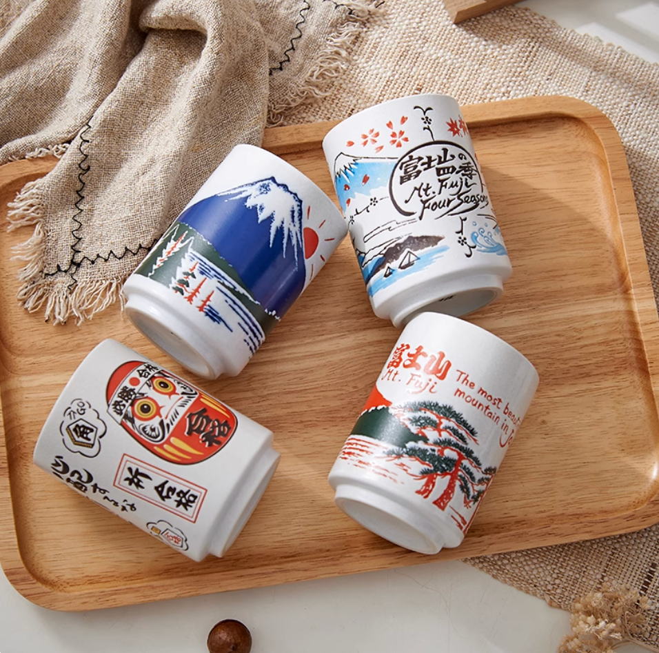 Japanese Sushi Yunomi Chawan Tea Cup Sunrise Mt. Fuji