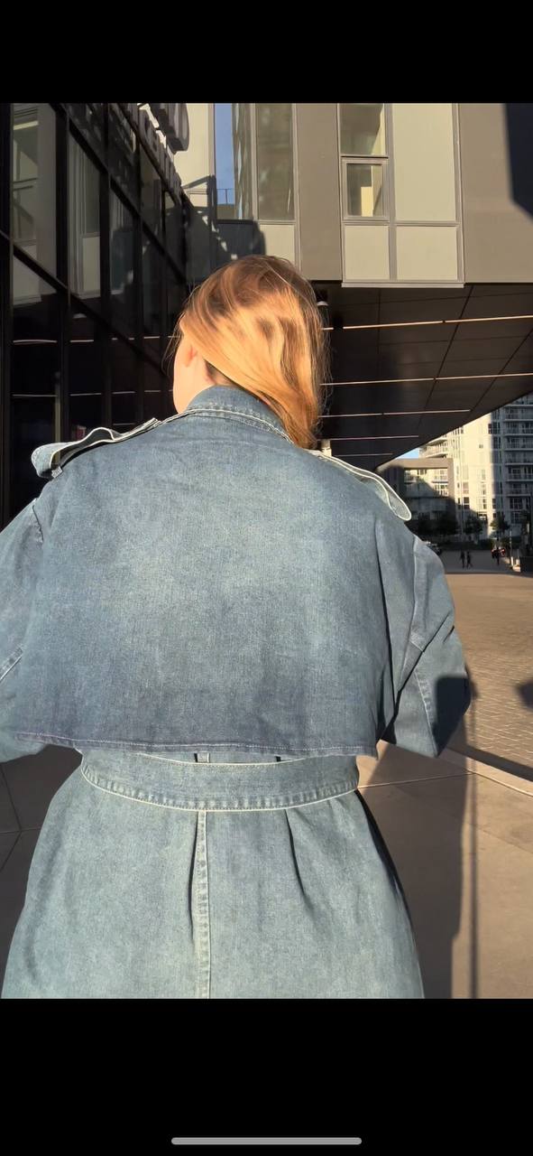 Denim Oversized Trench Coat – Korean Style 2025 New Arrival 💙